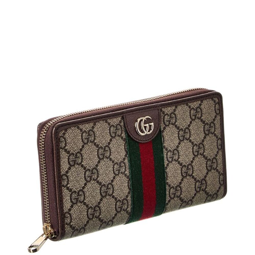 Gucci Ophidia Gg Supreme Canvas & Leather Zip Around Wallet, Beige - Picture 3 of 4